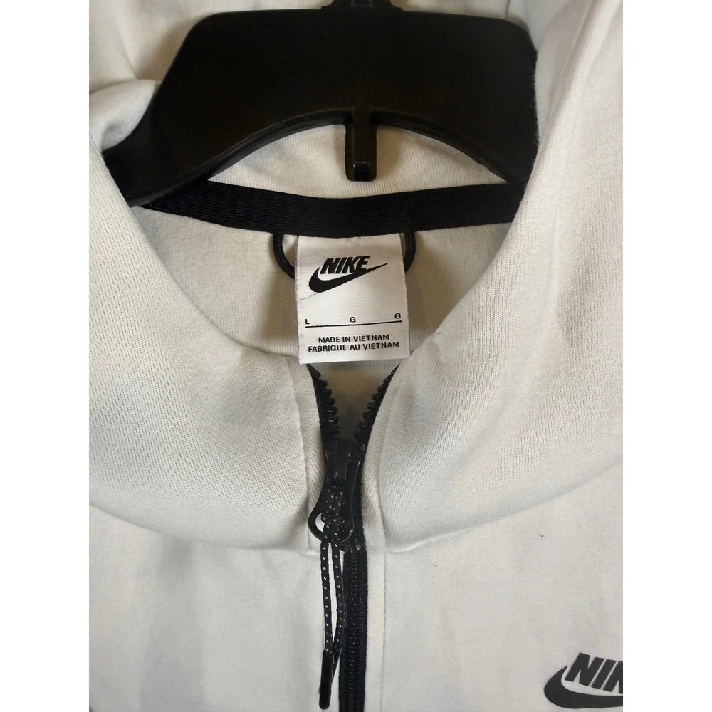 Nike Tech Fleece Full Zip Hoodie Mens Large White Grey Neon Yellow CU4489-101
